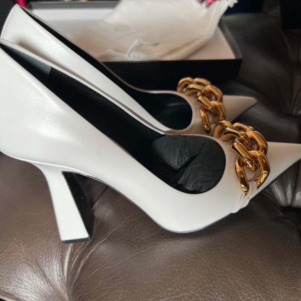 SOLD!!! VERSACE Medusa embellished leather pumps